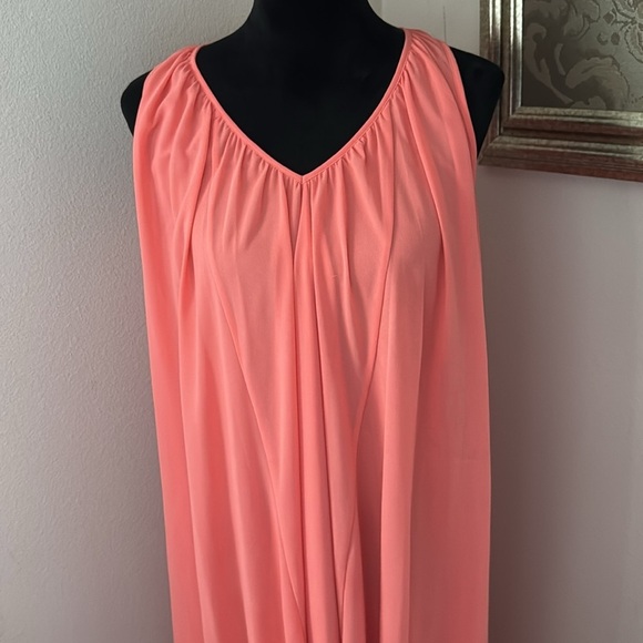 MICHAEL- Michael Kors Caribbean Pink (peach) sleeveless V cleavage Flowy dress S - Picture 2 of 6
